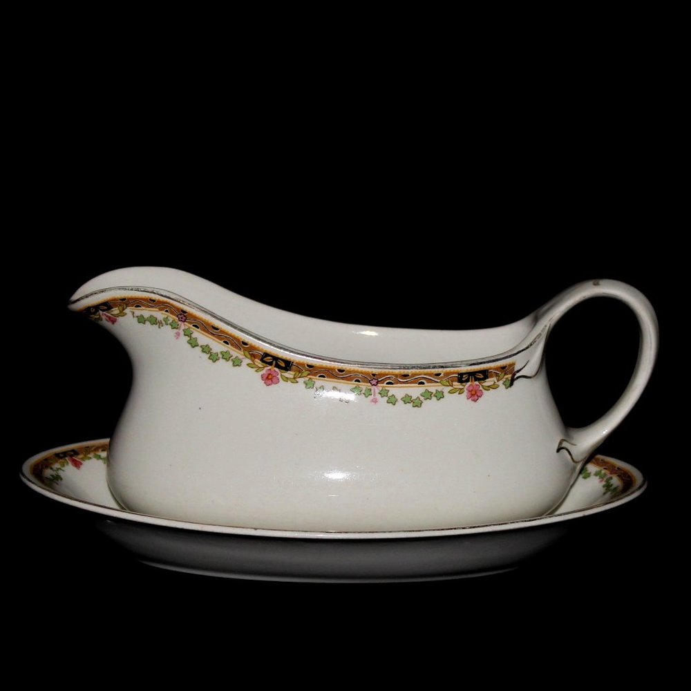 Antique Alfred Meakin Gravy Boat with Underplate